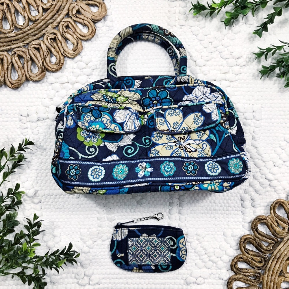 Vera Bradley Mod Floral Blue Purse & Mini Wallet